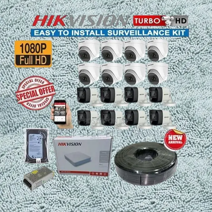 16 Indoor/Outdoor Hikvision 1080p 2mp CCTV Cameras Full System Package