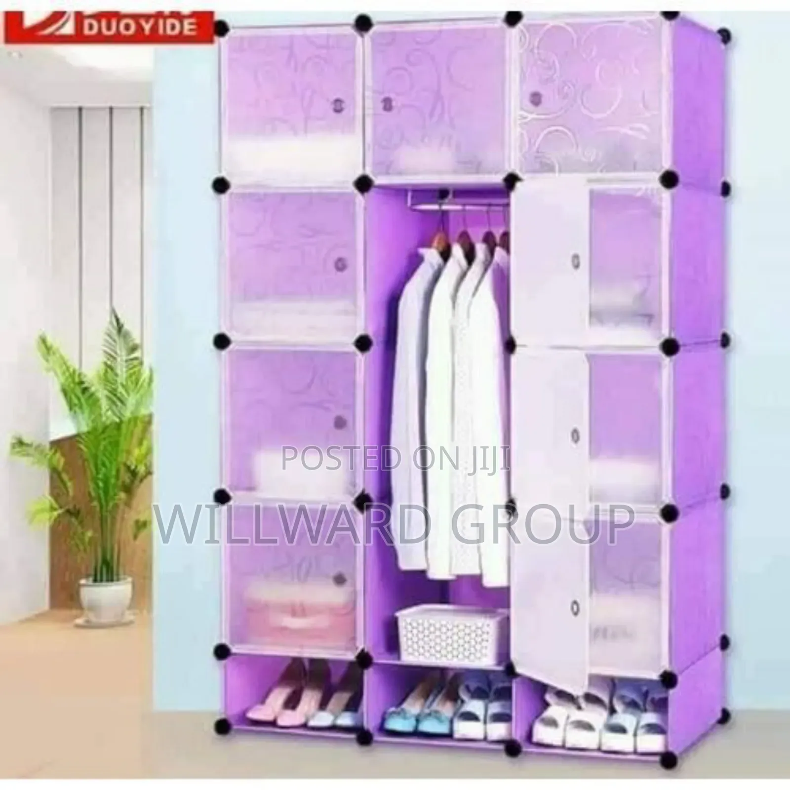 Portable 3 Column Plastic Wardrobe