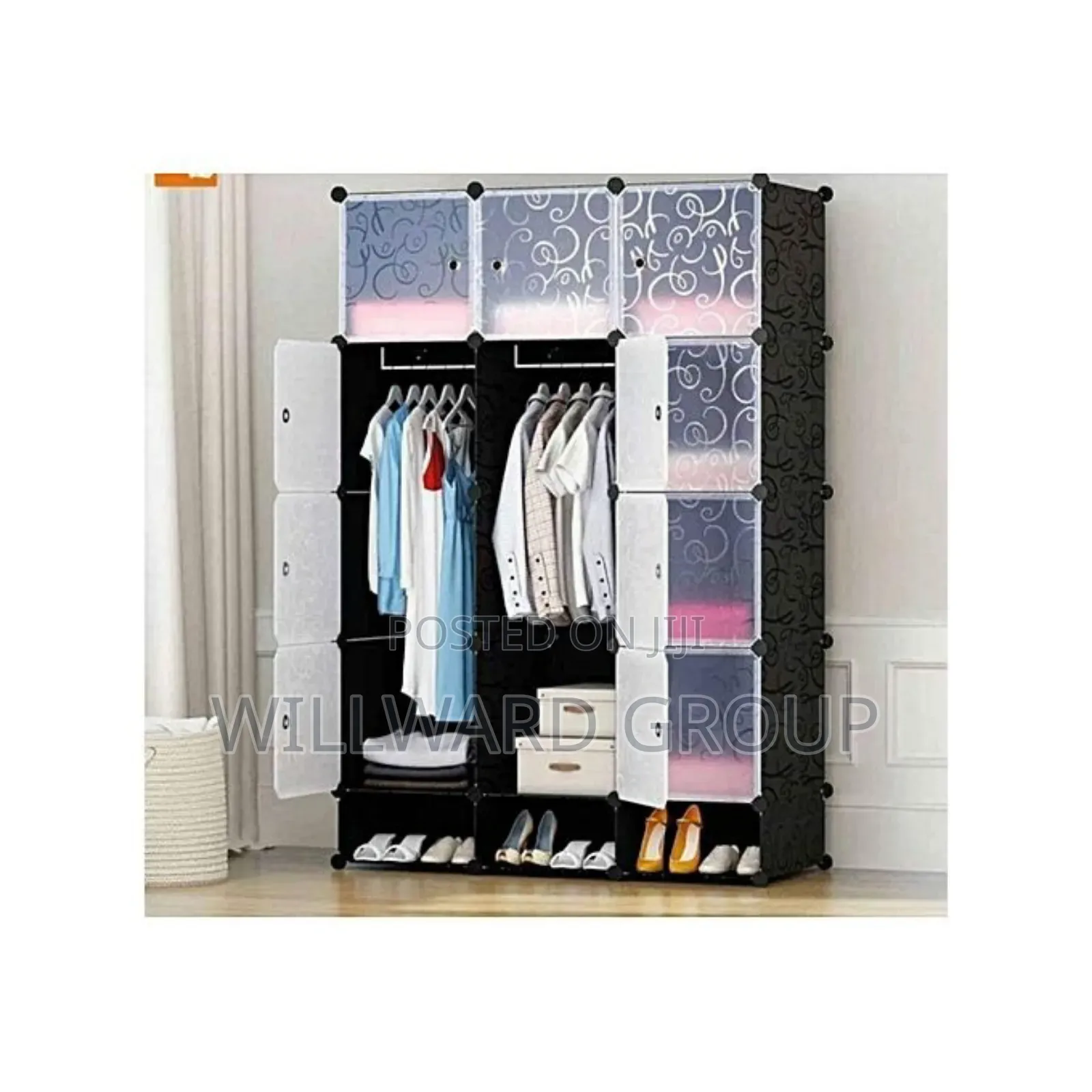 Portable 3 Column Plastic Wardrobe