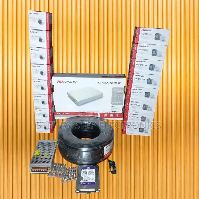 16 Hikvision 1080p Cameras CCTV Kit With 200m Cable and DVR Machine