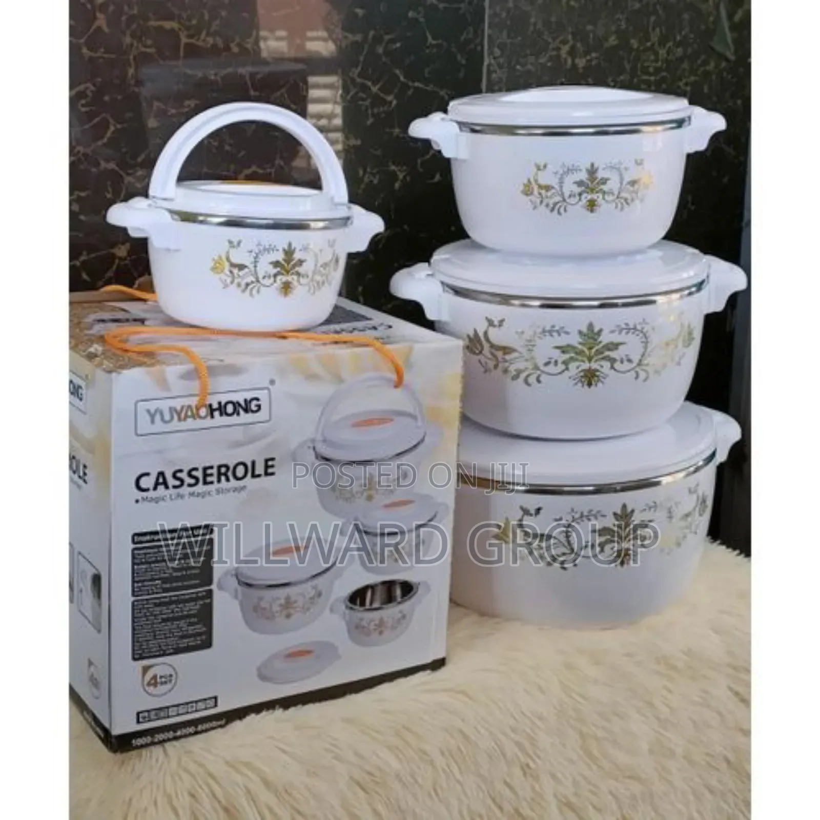 4 Pcs Of Casserole Hotpot Sizes 1000,2000,4000,6000 Ml