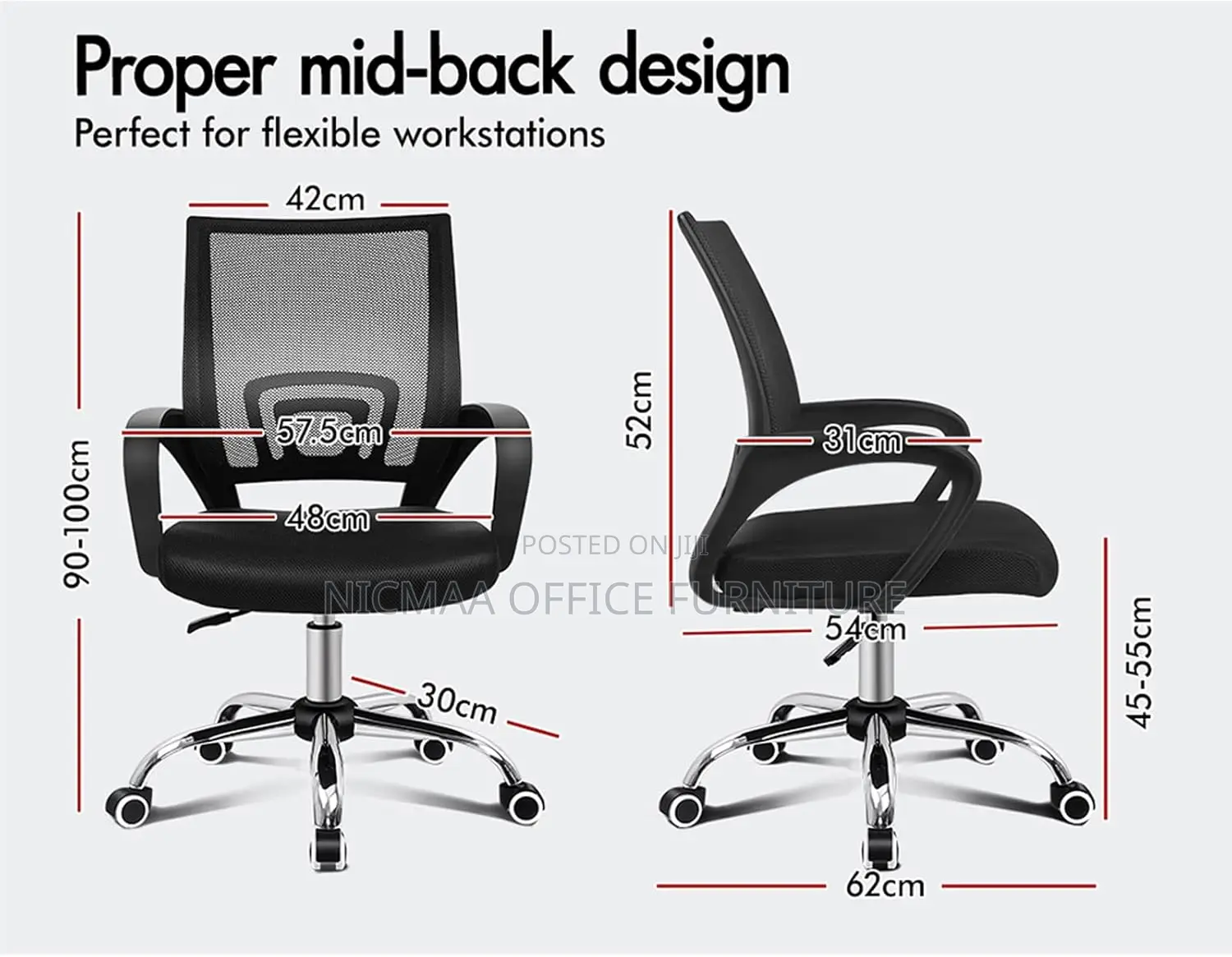 Office Seat: Clerical Swivel Mesh Adjustable Seat