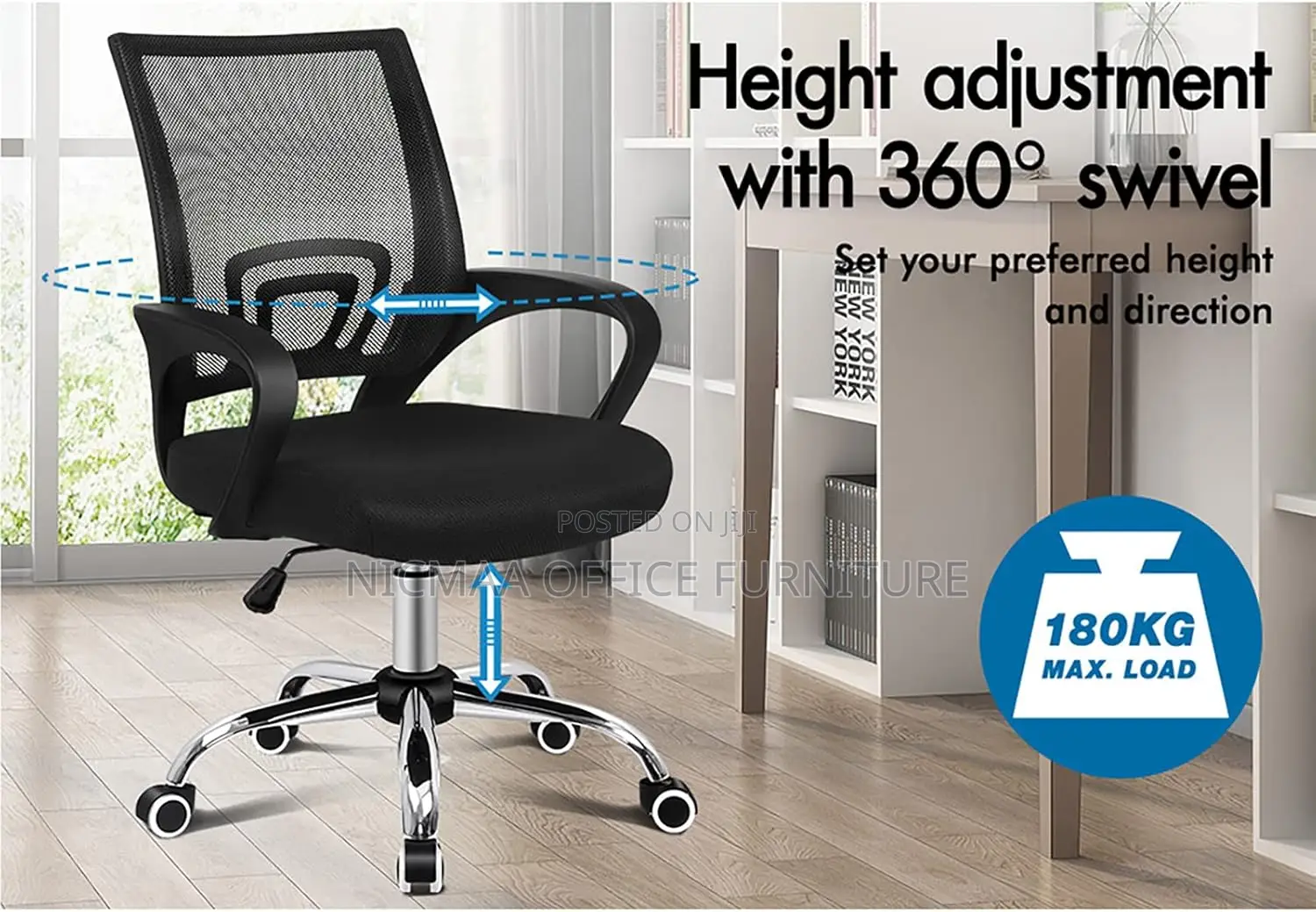 Office Seat: Clerical Swivel Mesh Adjustable Seat