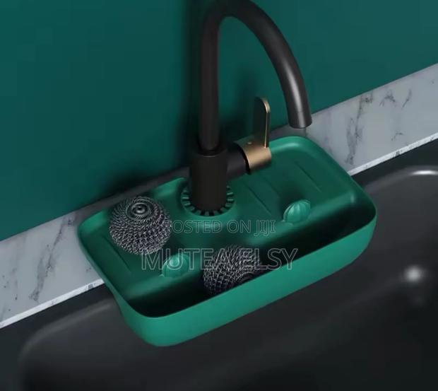 Green,Blue Peach Kitchen Sink Mat With Slope Design - thumbnail 4