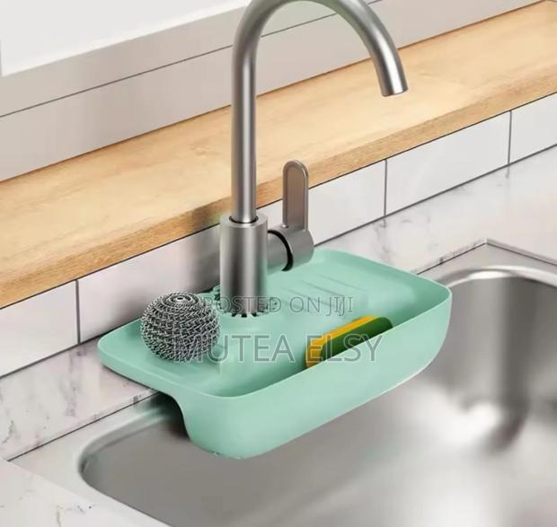 Green,Blue Peach Kitchen Sink Mat With Slope Design - thumbnail 5