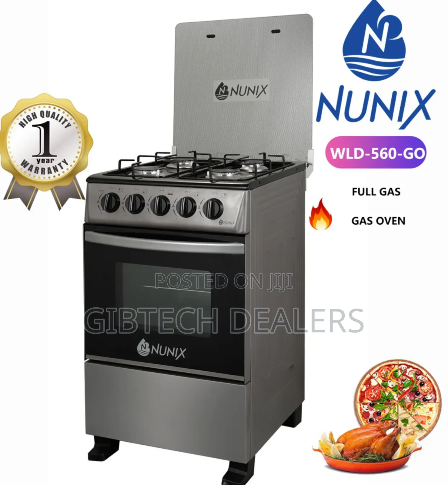 Nunix 50*55 Full Gas Standing Cooker With Gas Oven