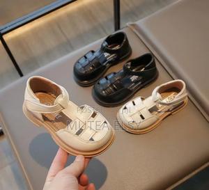 Cream Black Kids Semi Open Shoes - thumbnail 2