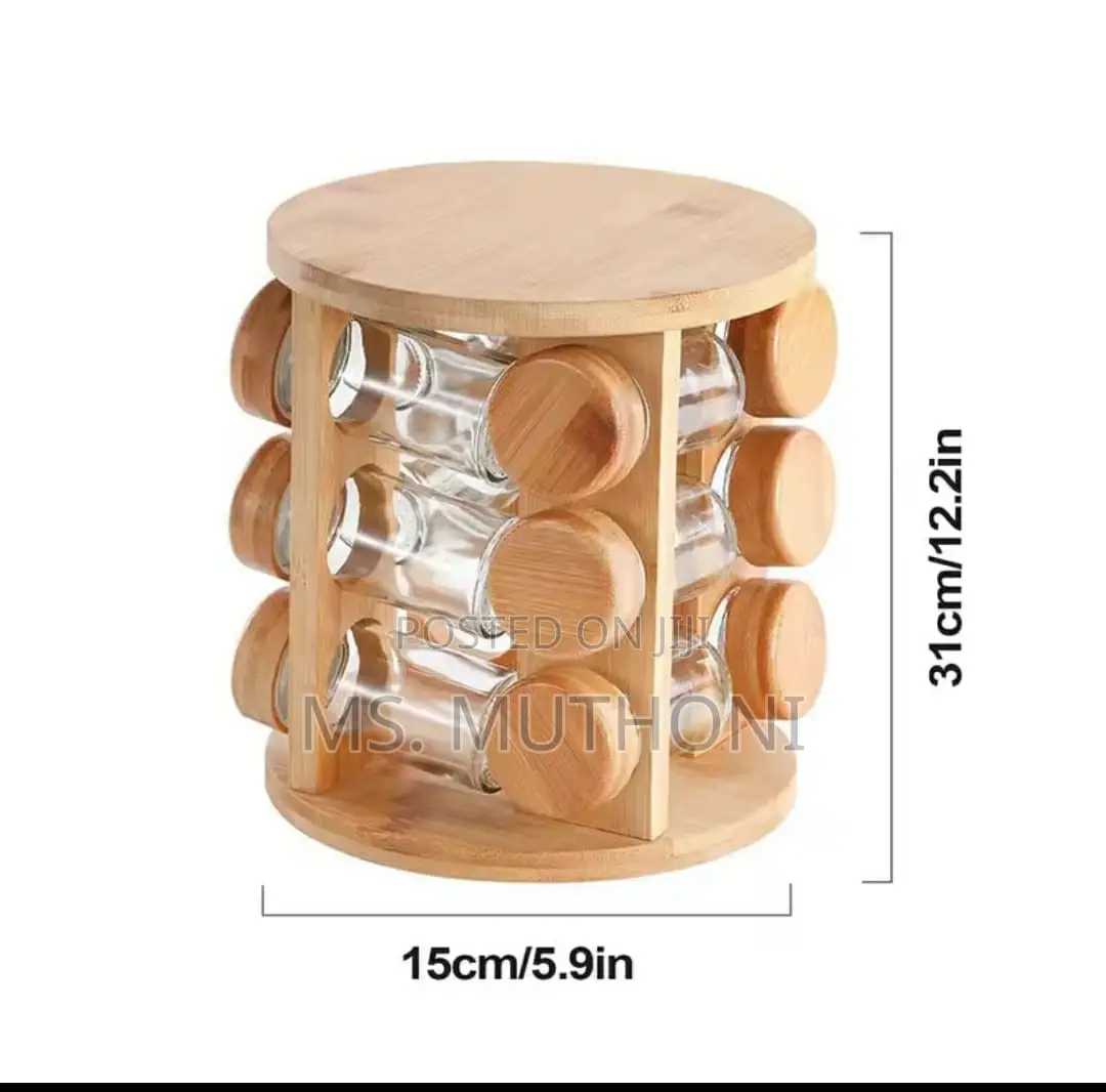 Wooden Seasoning Rack, Condiment Jar Holder, (12 Jars )