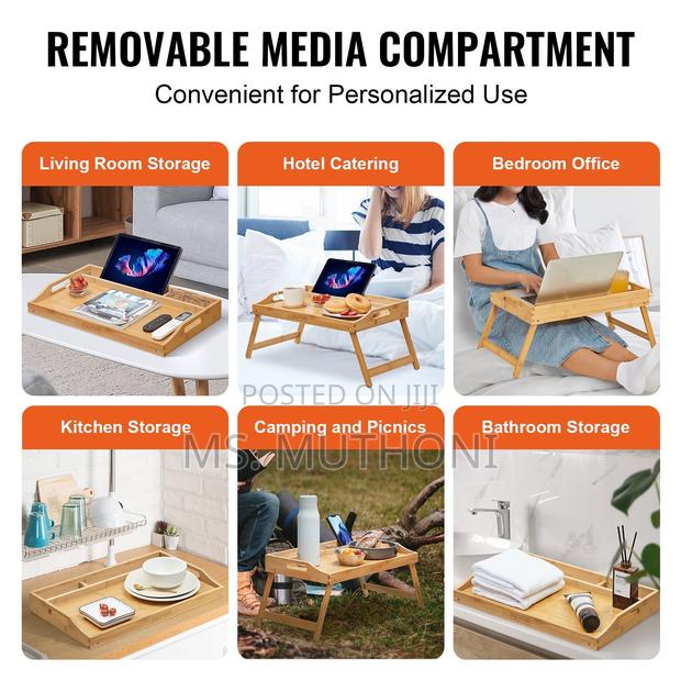 Bed Tray Table With Foldable Legs Media Slot Manual - thumbnail 4