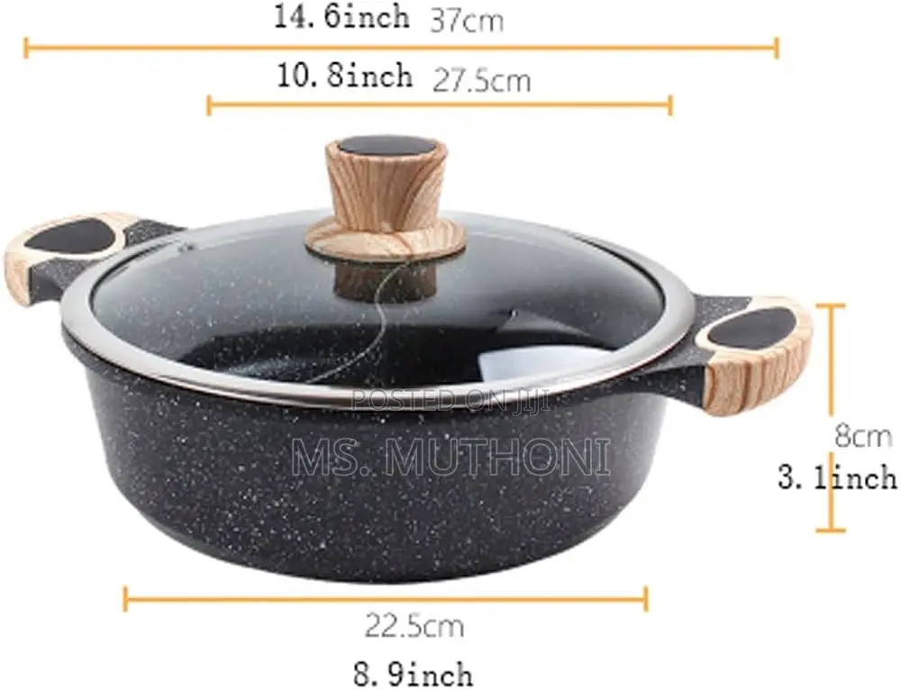 Single Piece 28cm Honhey Wok Granite Partitioned Cooking Potcasserole