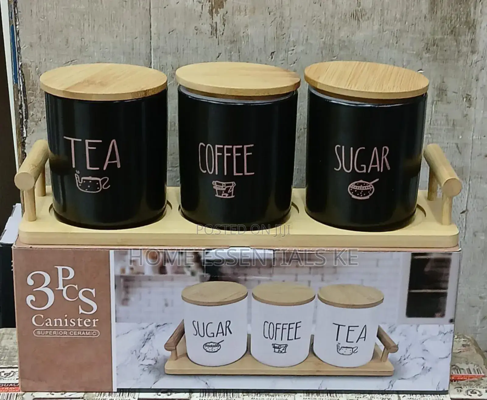 *3 PCS Canisters Set With a Bamboo Tray