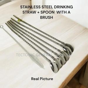 Boquin Stainless Steel Straws Spoon 6pc + BrushPer Set. - thumbnail 2