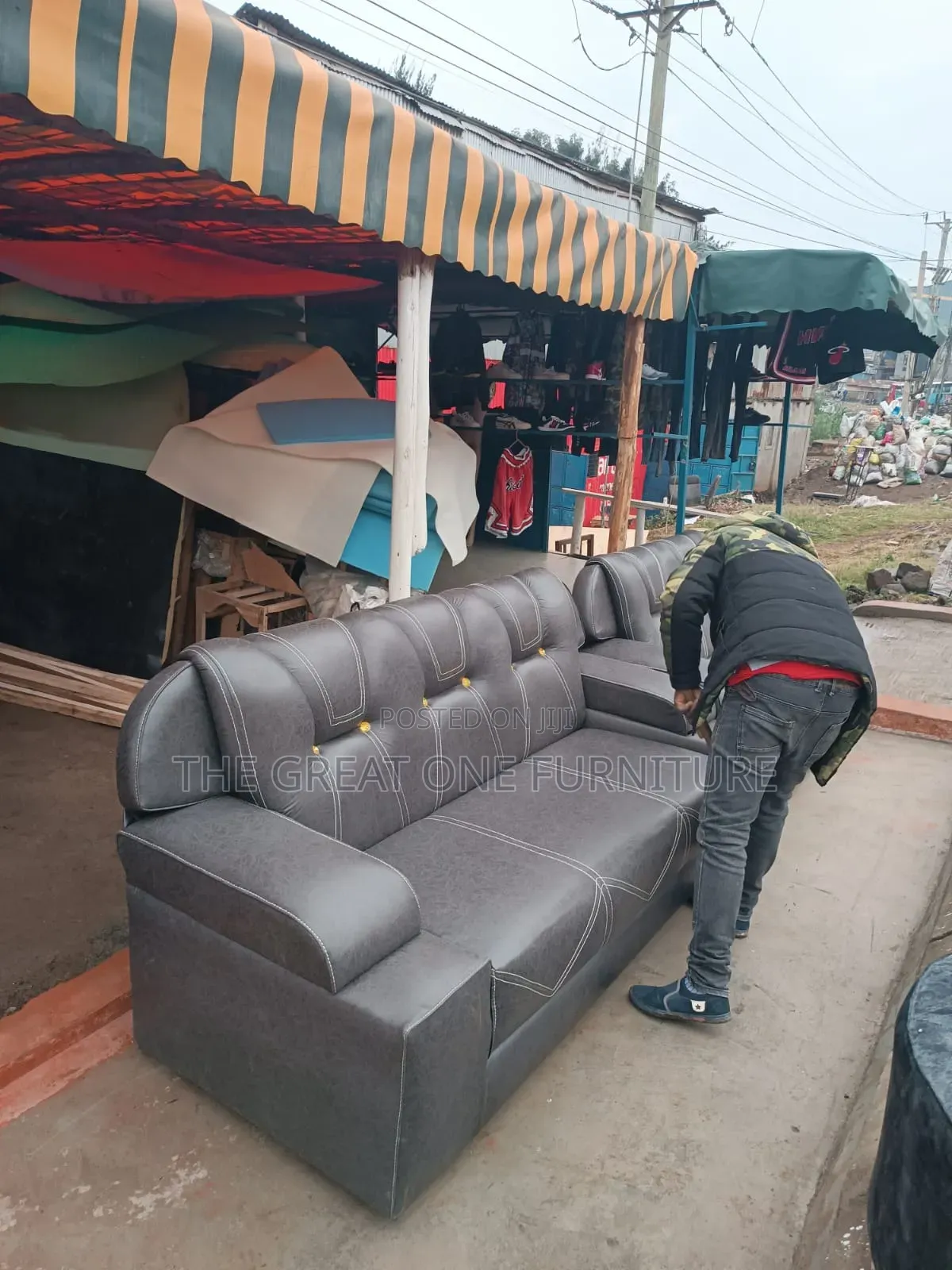 Quality Gray 5 Seater Sofa Set Seat Hf9m