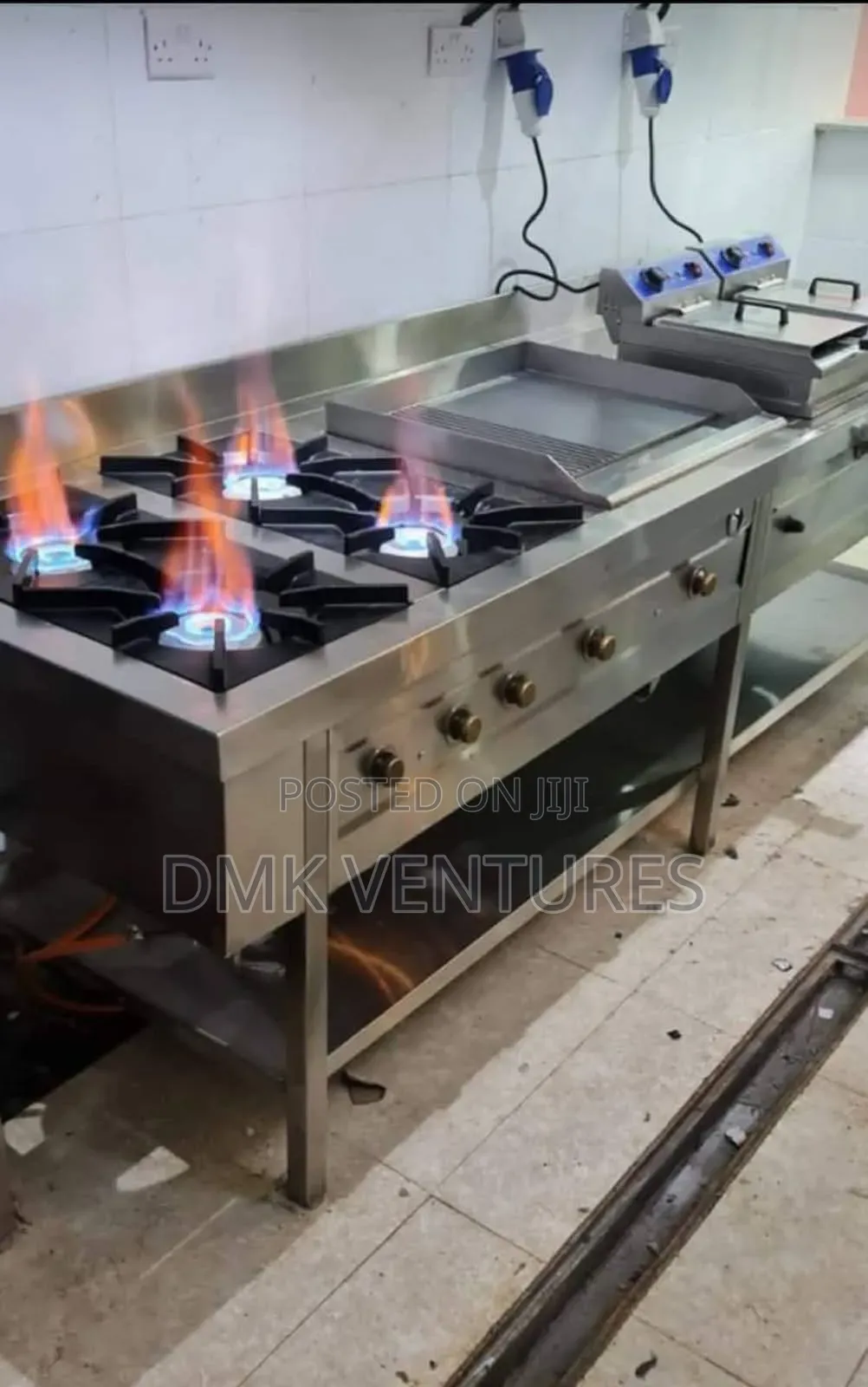 Commercial Stainless Four Four Burner Combined