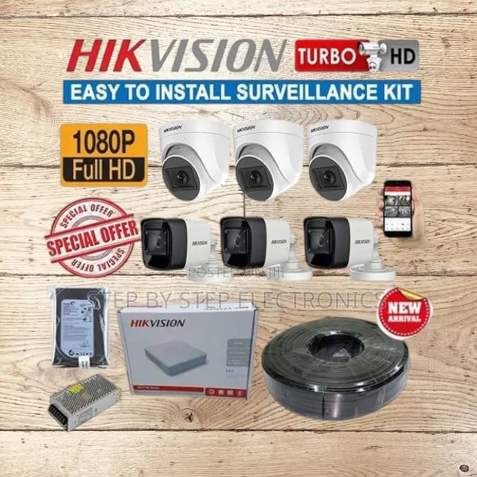 6 Hikvision 1080p Full Hd 2mp CCTV Cameras Full Installation Package
