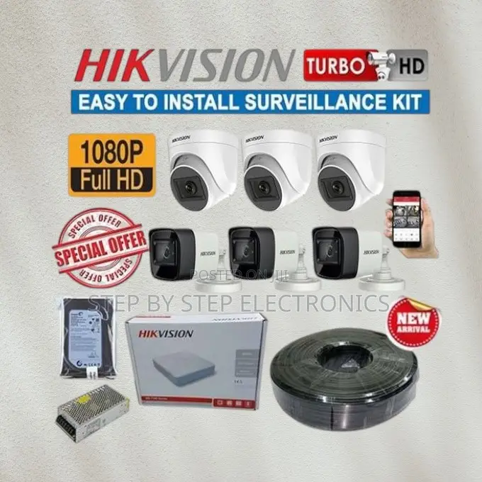 Easy to Install 6 Hikvision 1080p Hd 2mp CCTV Cameras Full Package
