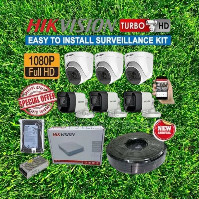 Ip66 Weatherproof 6 Hikvision 1080p Full Hd 2mp CCTV Cameras Package