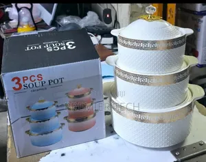 3 PCS Soup Pots Ceramic 3.5,2.8 and 1.8