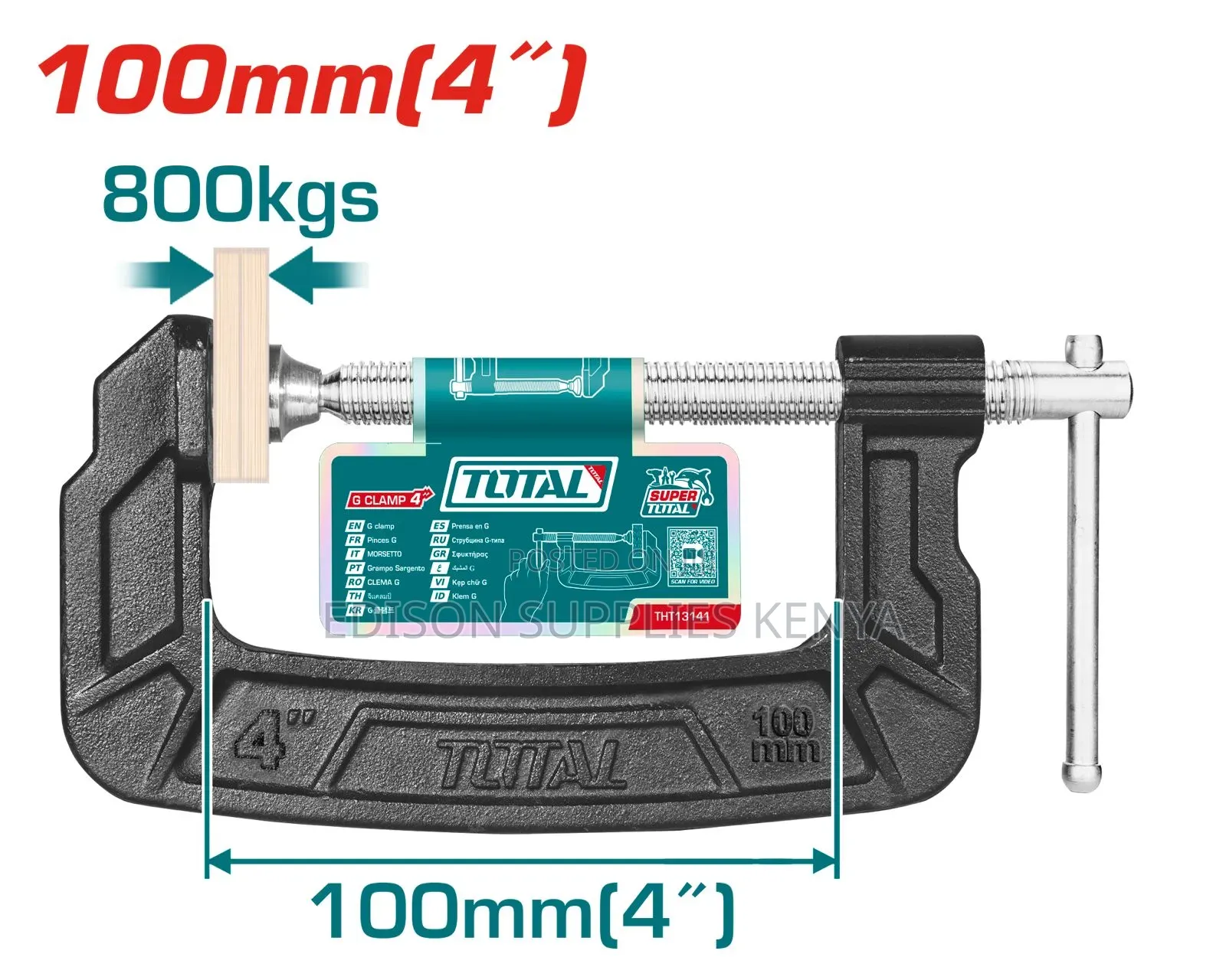 Total G Clamp C Clamps Woodworking G-Clamps 4" / 5" / 6"/ 8" Inch