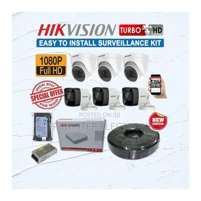Complete Hikvision 6 2mp Full Hd 1080p CCTV Camera With Night Vision