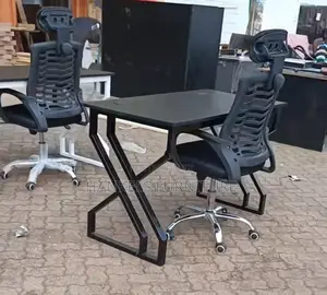 Dark Gray Desk and Headrest Office Chair