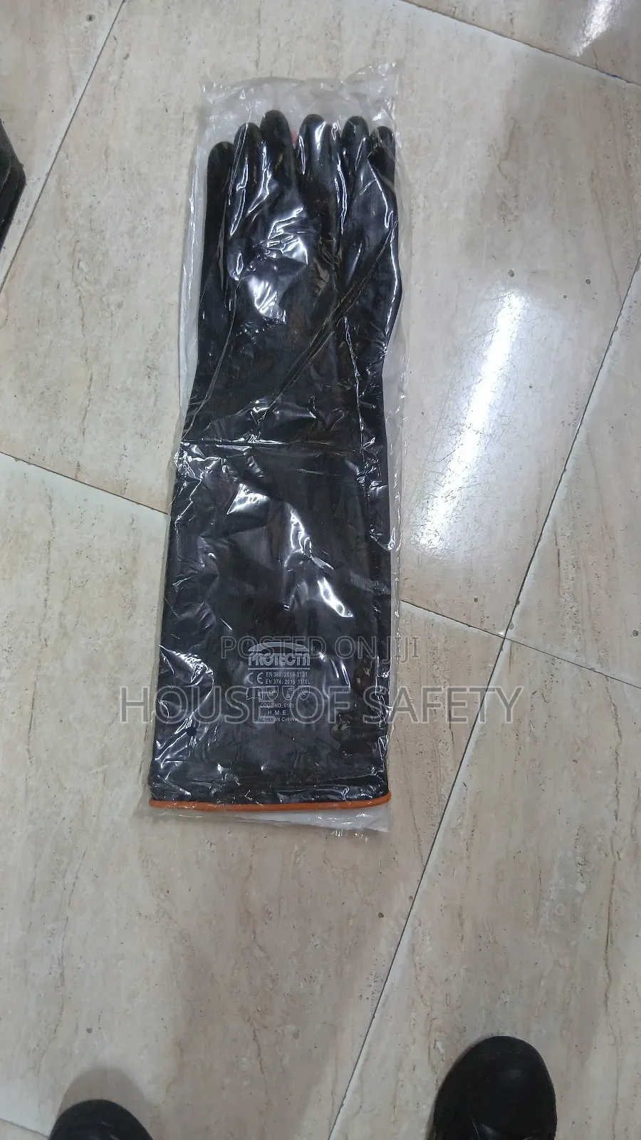 Black Industrial Rubber Gloves 24inch