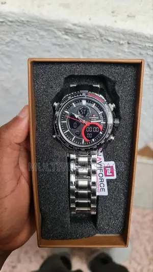 Naviforce Men's Digital Analog Water Resist Silver Steel Watch