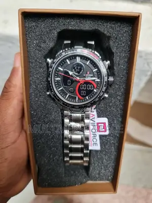 Naviforce Men's Digital Analog Water Resist Silver Steel Watch