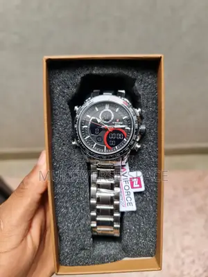 Naviforce Men's Digital Analog Water Resist Silver Steel Watch