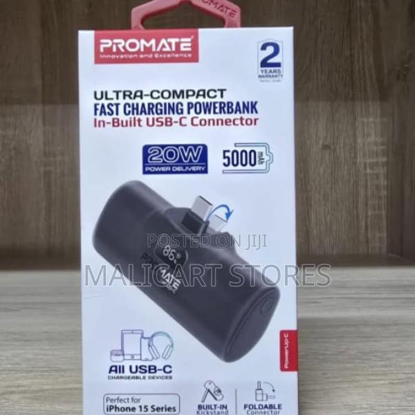 Promate Ultra-Compact Fast Charging Power Bank With in-Built Usb-C
