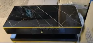 Executive Black Gold Coffee Table With Marble Topping