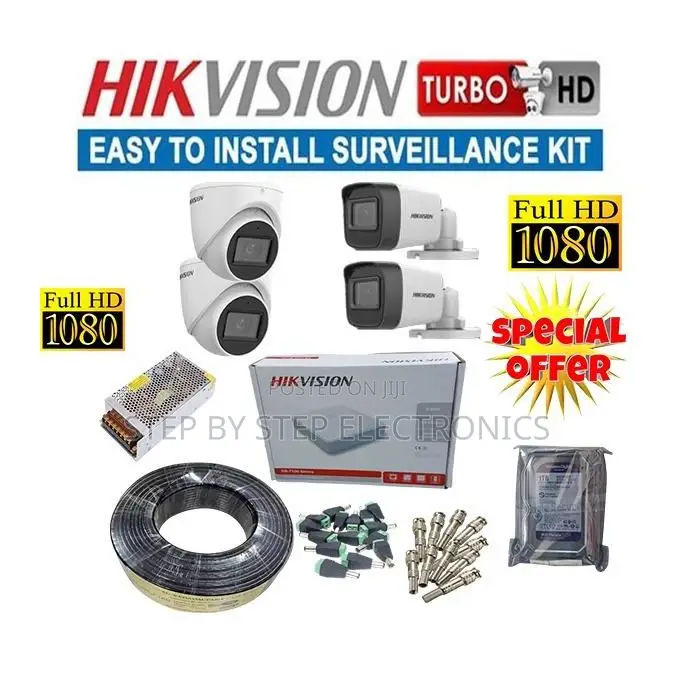 4 Hikvision 1080p Full Hd System Cameras With 500gb Hdd,50m Cable