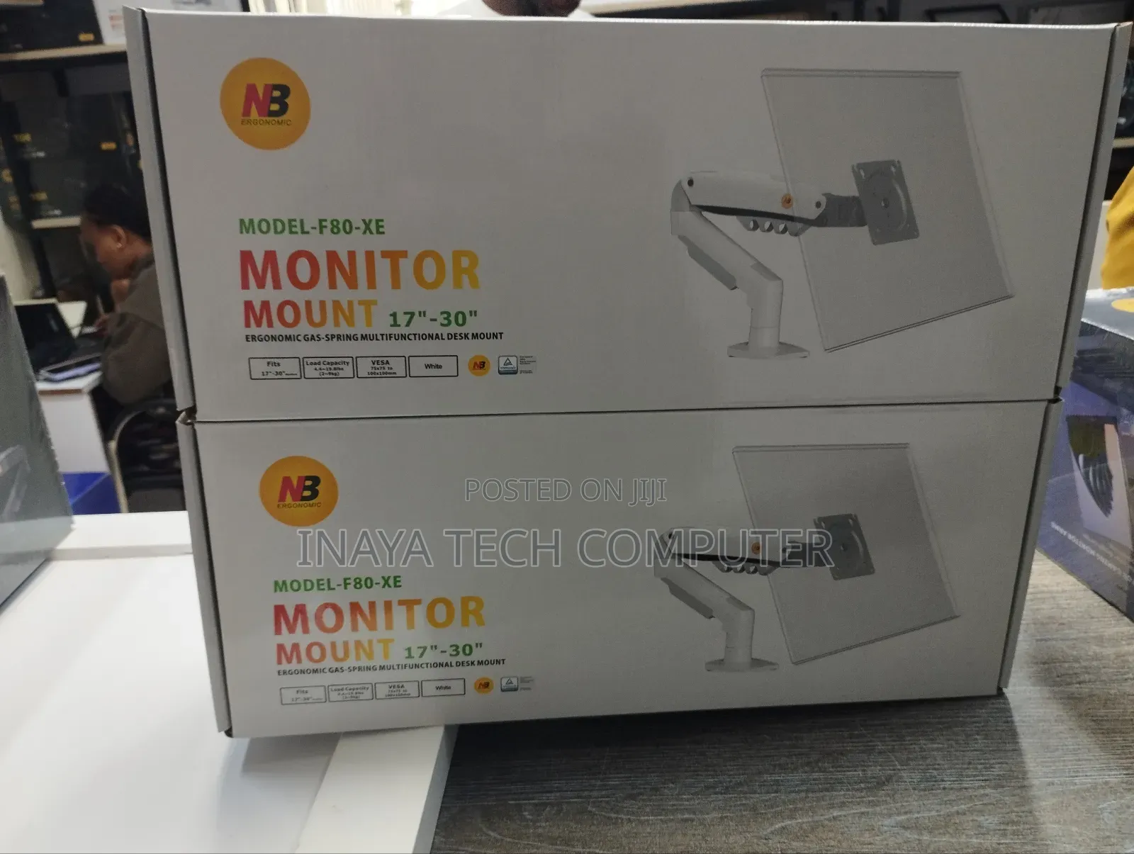 Nb-F80-Xe Gas Spring Monitor Arm 17" to 30" Adjustable Desktop Mount