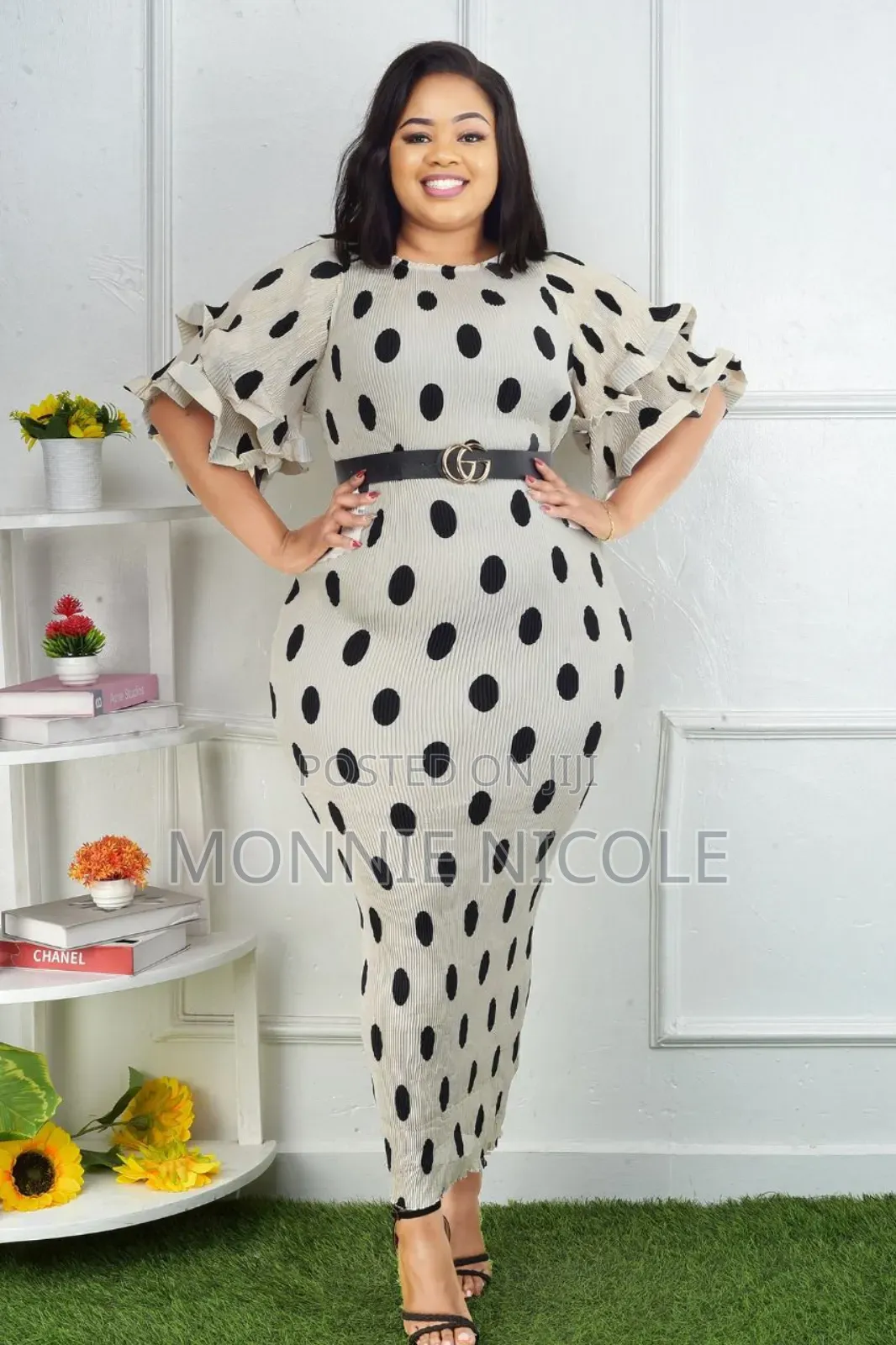 Stylish White Polkadot Dress