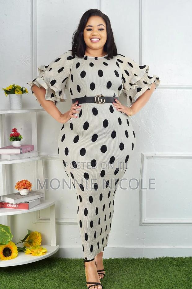 Stylish White Polkadot Dress - main view