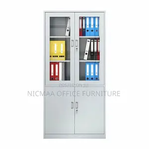 Office Cabinet: 2-Door Half Glass Metallic Filling Cabinet