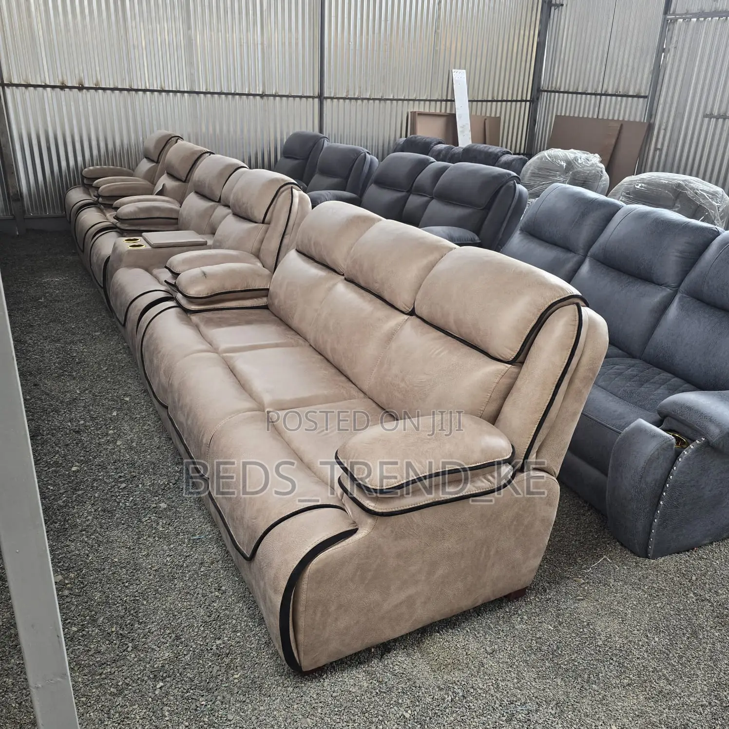 Ergonomic Cushy 7 Seater Semi Recliner Sofa 3,2,2