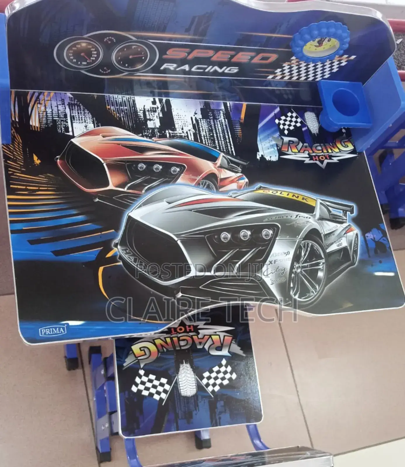 Blue Executive Racing Car Adjustable Kids Study Table Desk