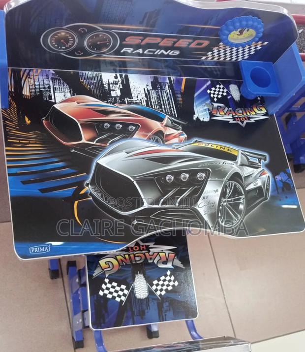 Blue Executive Racing Car Adjustable Kids Study Table Desk - main view