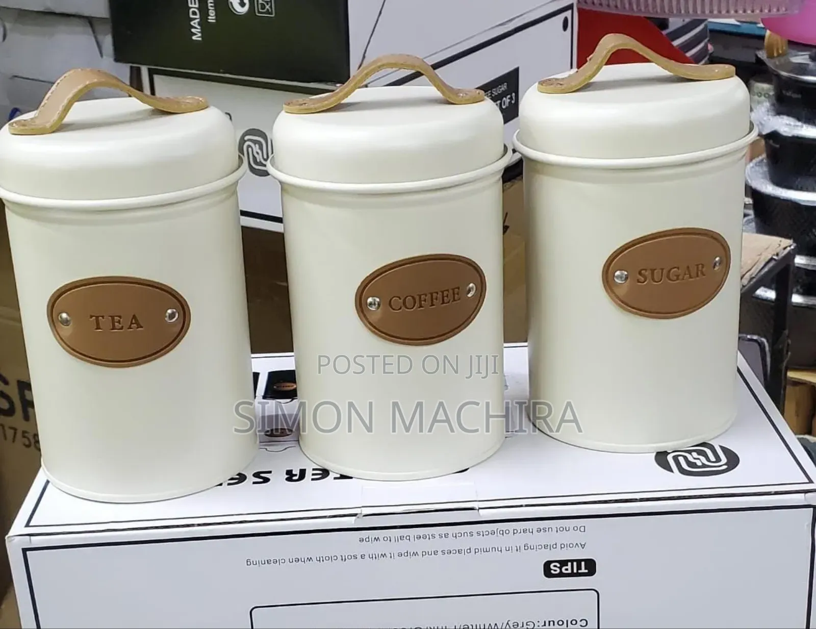 3pcs Alloy Canisters Sugar, Tea, Coffee Canisters Available