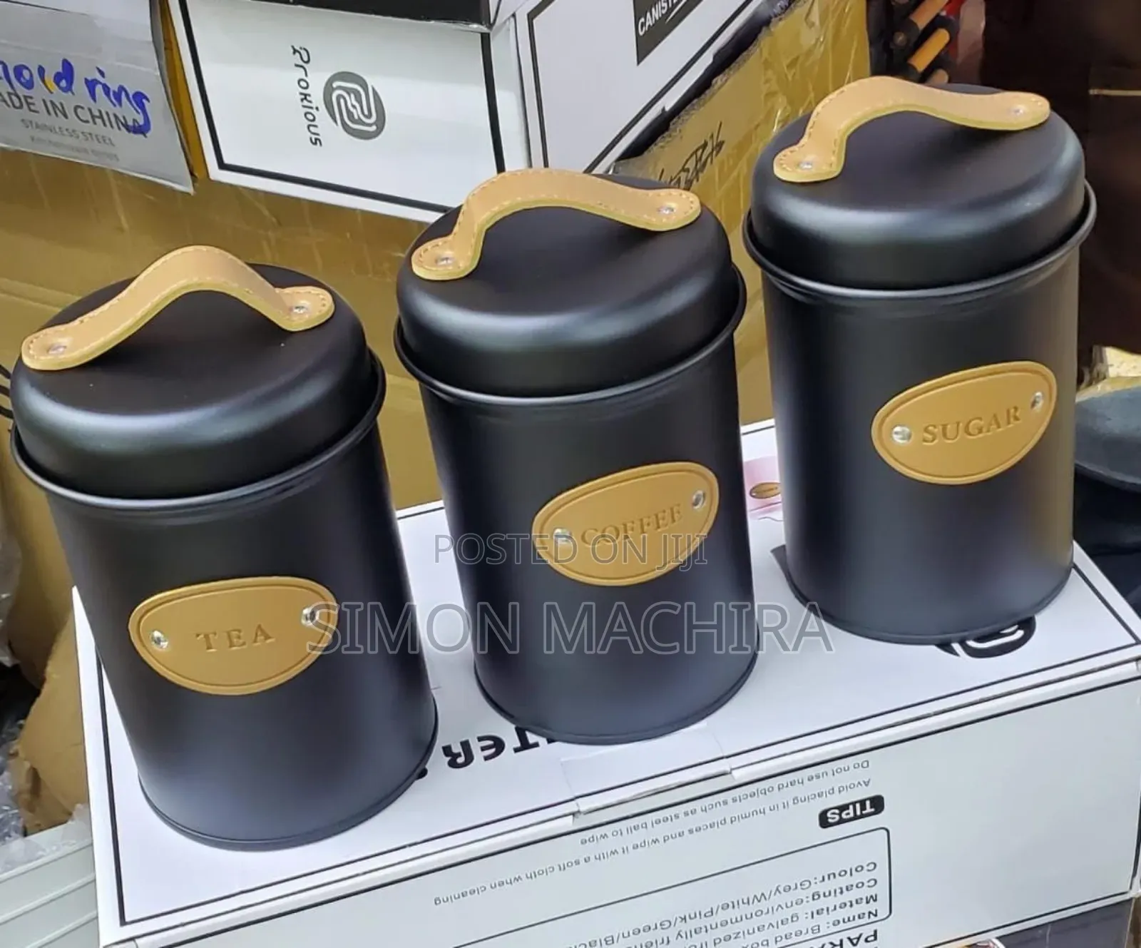 3pcs Alloy Canisters Sugar, Tea, Coffee Canisters Available