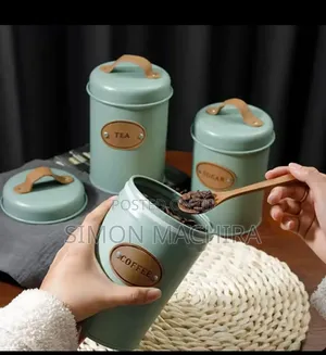 3pcs Alloy Canisters Sugar, Tea, Coffee Canisters Available