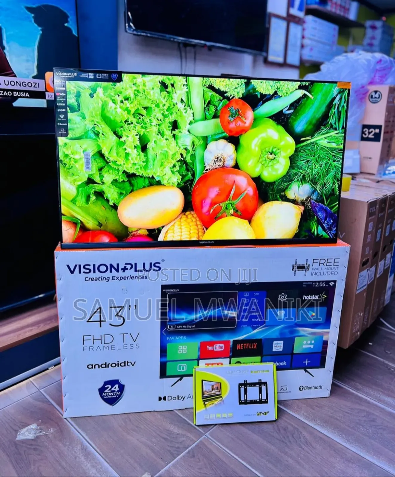 Vision Plus 43′′ Smart Android FHD 1080p Tv + Free Wall Bracket