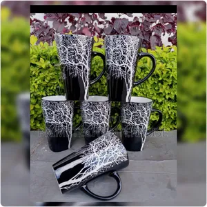 6 PCS Black Tree Mugs, "