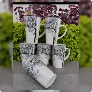 6pcs White Tree Mugs