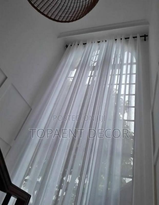 Staircase Window Plain White Window Sheers