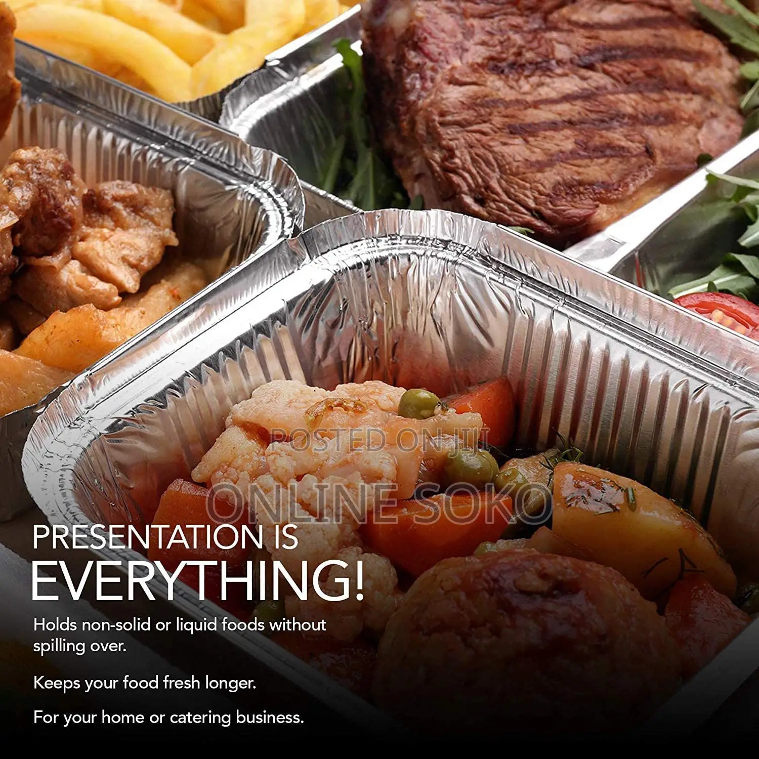 Disposable Take Away Food Aluminum Foil Containers Punnets – 10 Pack