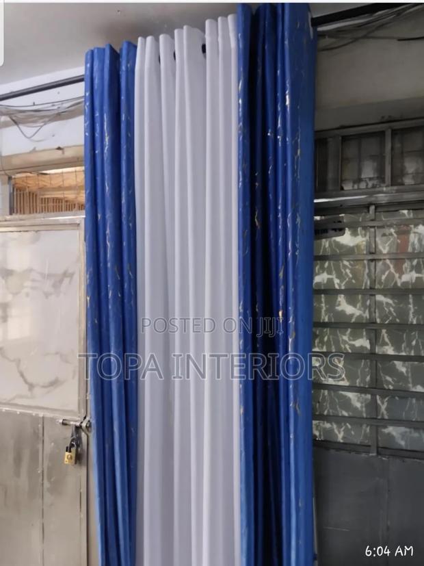 Blue With Gold Velvet Curtains for Doors and Windows