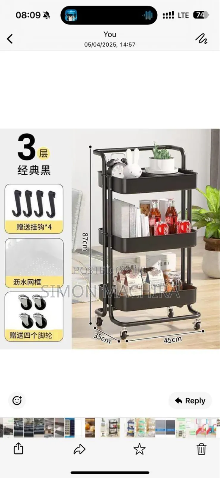 Multi-Functional Movable Trolley Kitchen Rack