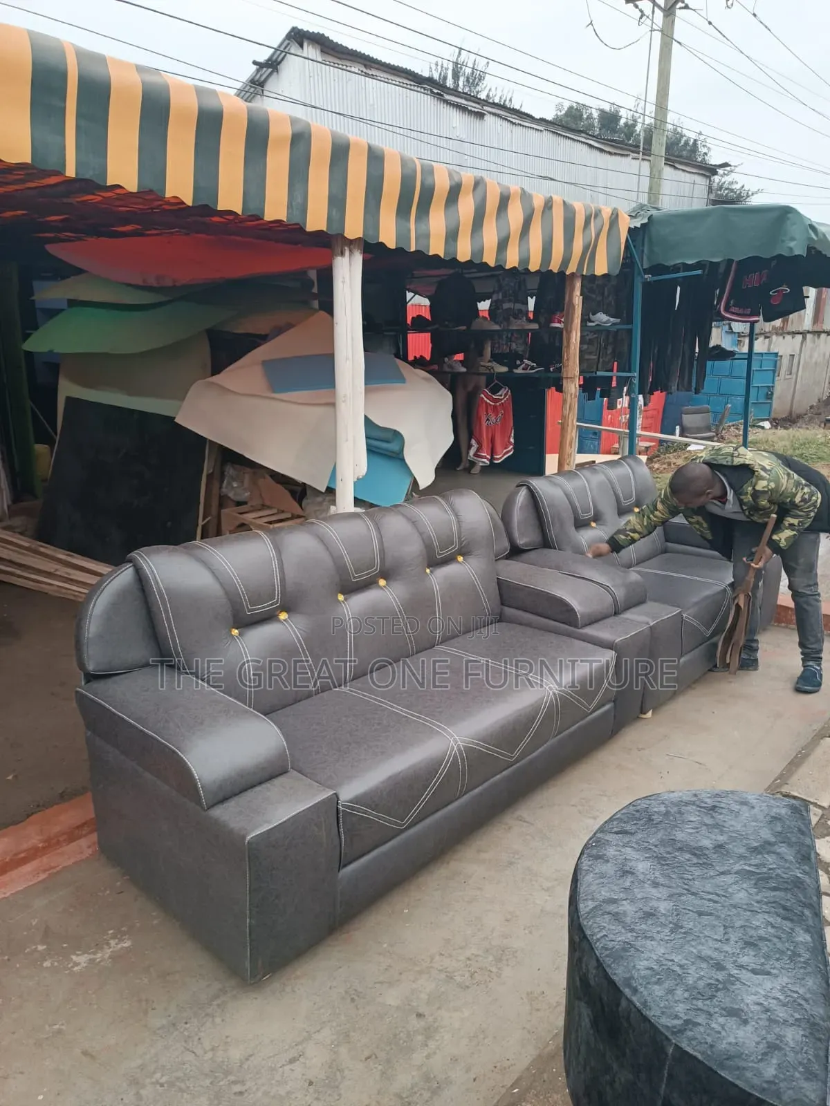 Vintage Gray 5 Seater Sofa Set Seat Jd3x